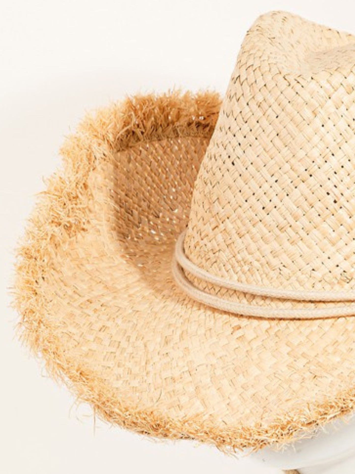 Cowboy Hat Adjustable Strap Raw Hem Weave Fame  Gardening Beach Desert