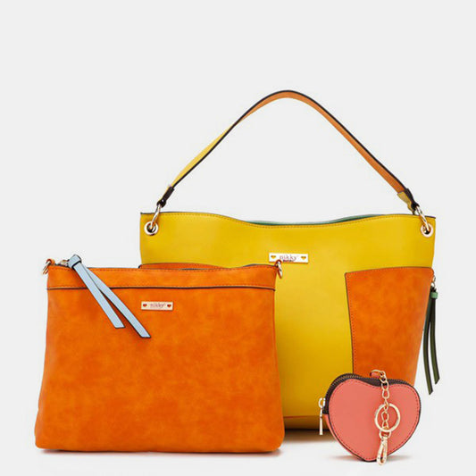 Orange Yellow bag set Nicole Lee USA 3-Piece Handbag Set