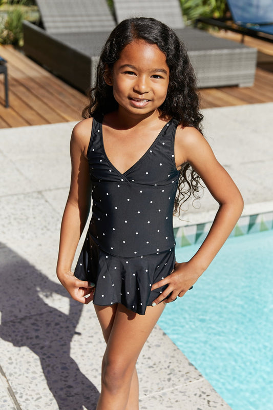 Girl Swim Dress Mommy and Me Marina West Swim Clear Waters in Black/White Dot