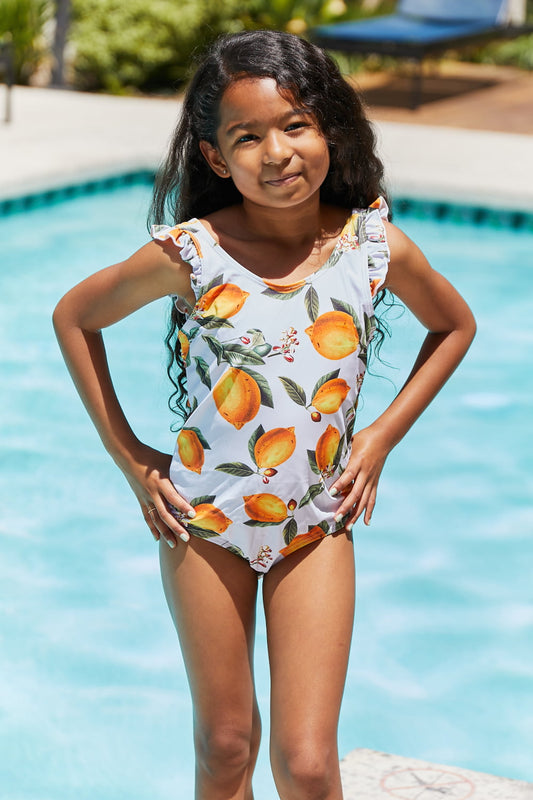 Girl Swimsuit Marina West Swim Float On Ruffled One-Piece in Citrus Orange