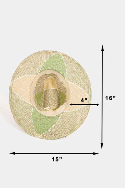 SunHat Casual Hat for Gardening Beach Brunch Boho Fame Contrast Straw Braid