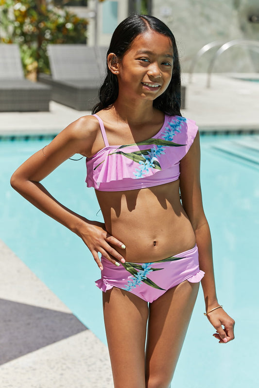 Girl Two-Piece Swim Set Marina West Swim Vacay Mode  in Carnation Pink