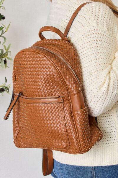 Leather Woven Backpack SHOMICO PU casual outfit