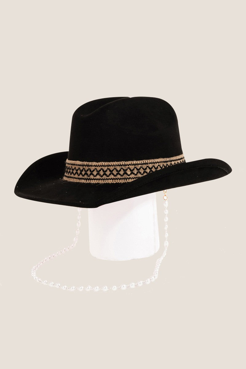 Cowboy Hat for Everyday Outings Wester Style with Adjustable Band Fame Ornate