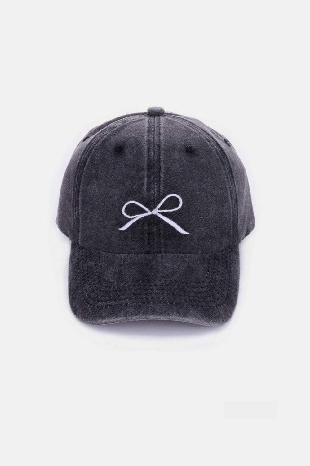 Cute Cap Everyday Casual Outfit Zenana Bow Embroidered Washed Cotton Caps