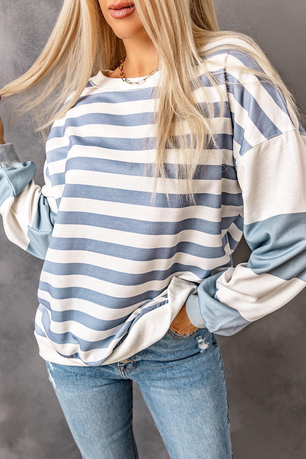 Striped Dropped Shoulder Sweatshirt