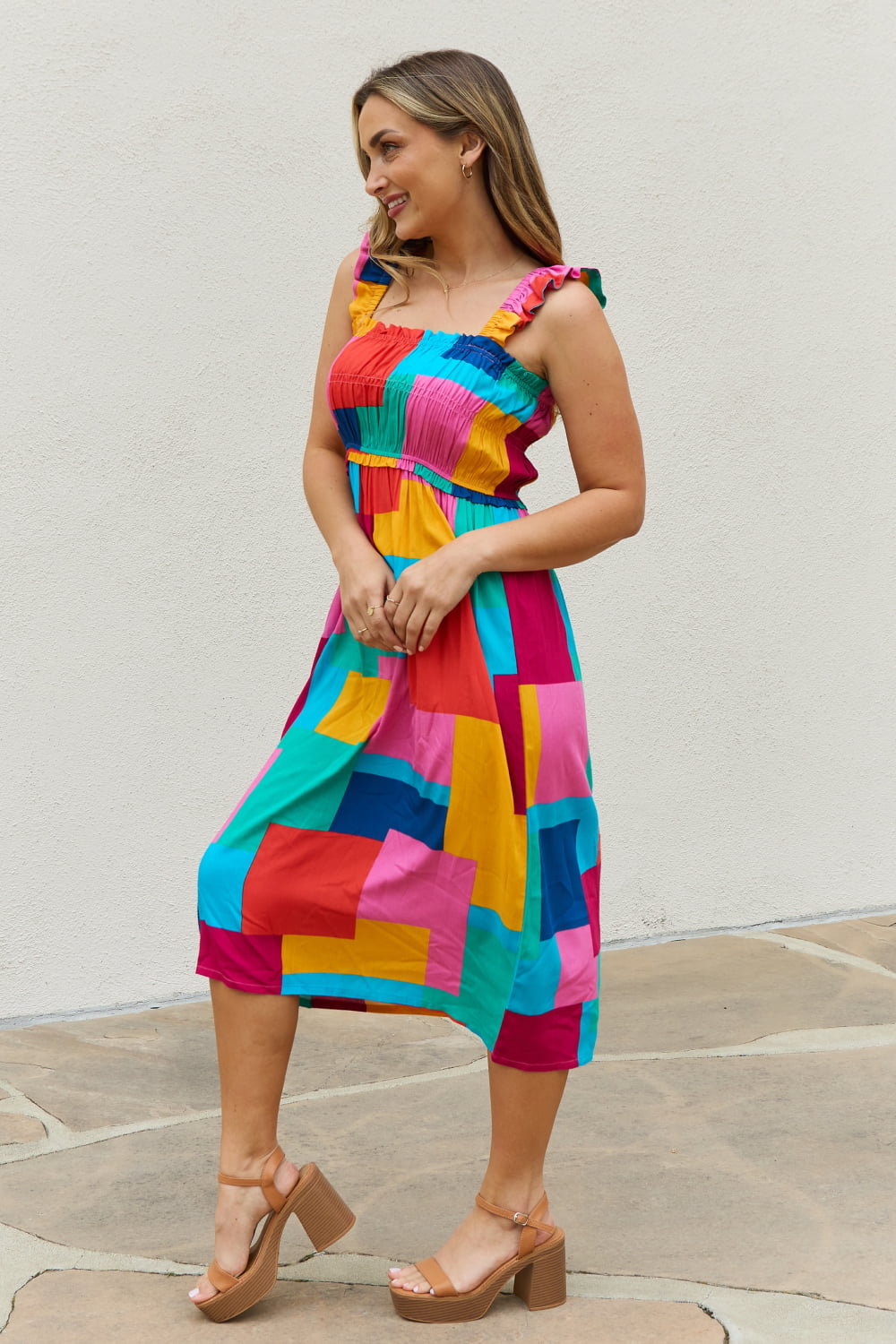 Summer Dress colorful print And The Why Multicolored Square Print casual sunny day