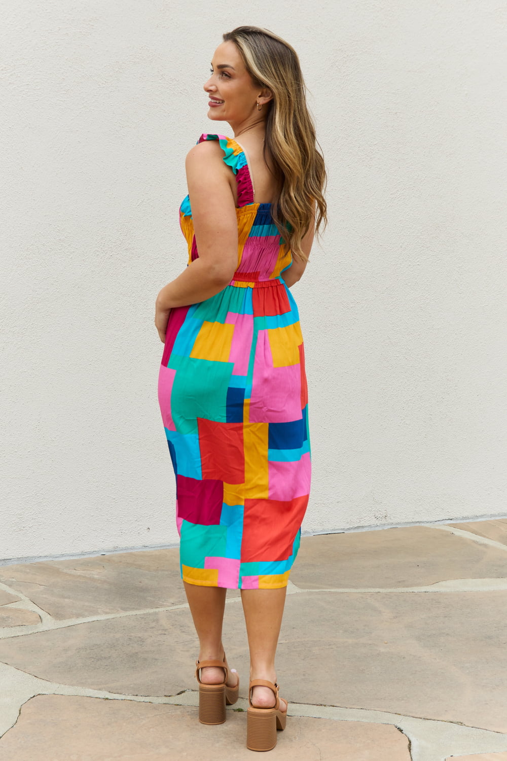 Summer Dress colorful print And The Why Multicolored Square Print casual sunny day