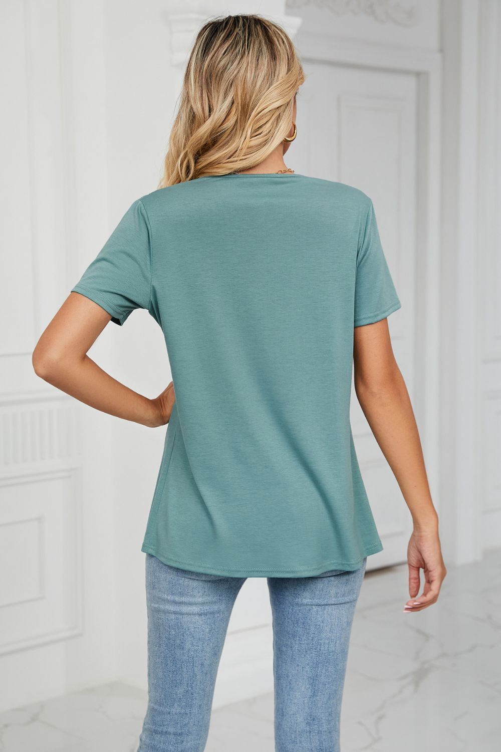 Cowl Neck Tulip Hem Tee Shirt