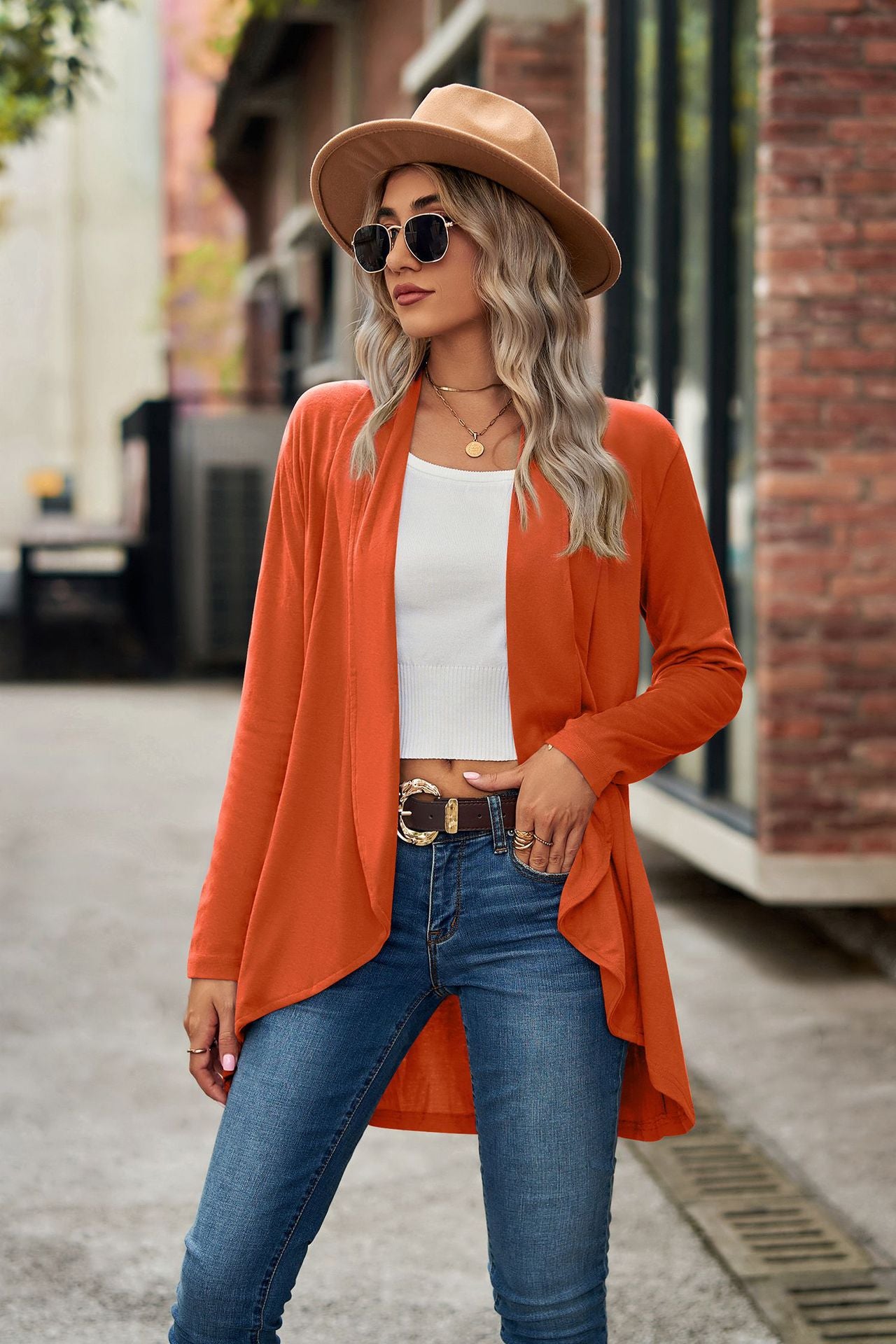 Open Front Long Sleeve Top