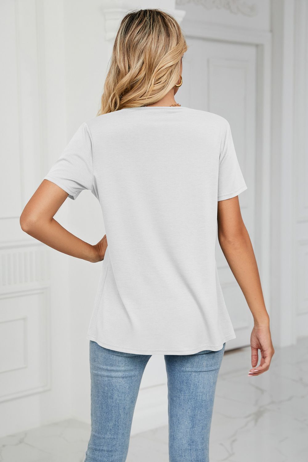 Cowl Neck Tulip Hem Tee Shirt