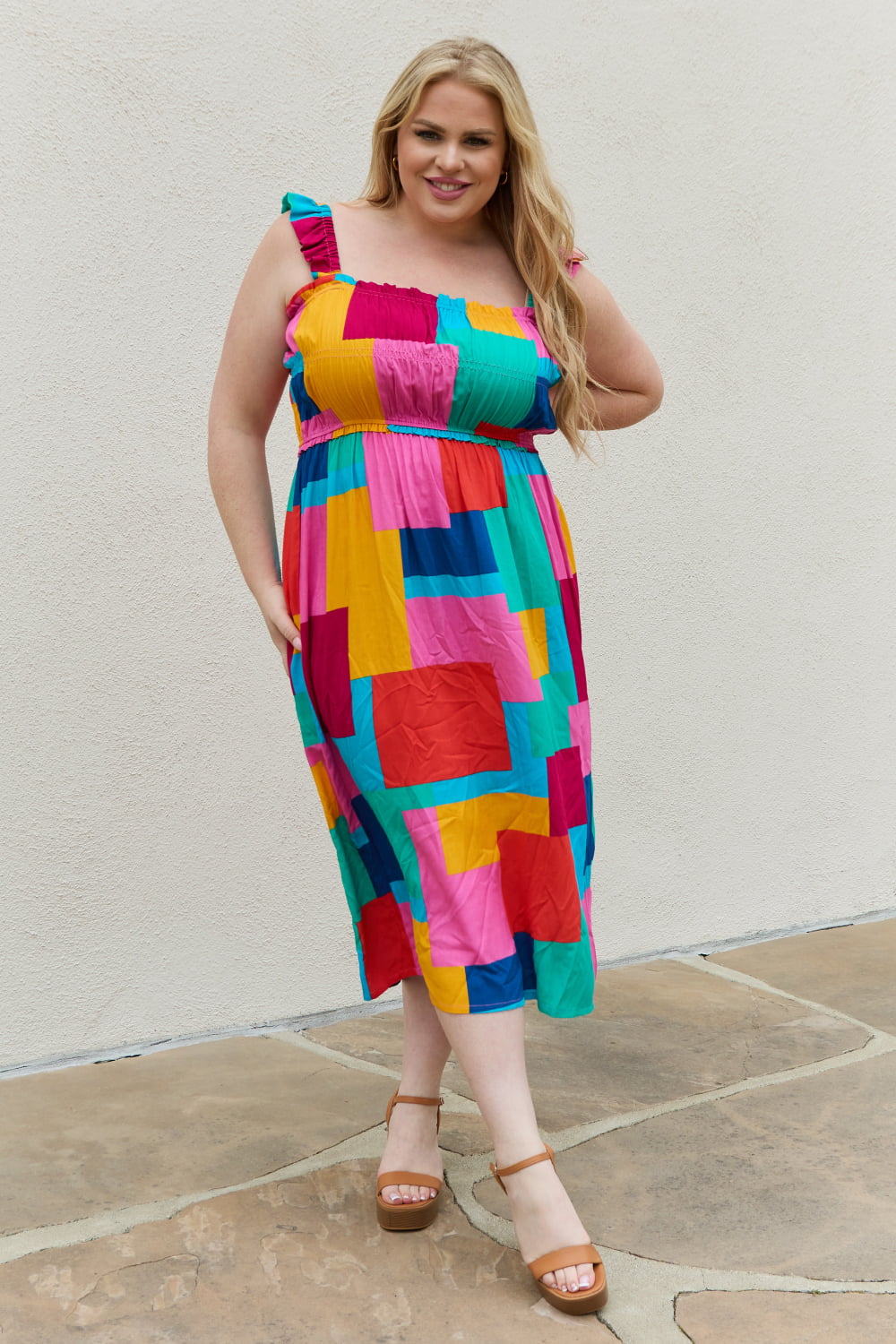 Summer Dress colorful print And The Why Multicolored Square Print casual sunny day