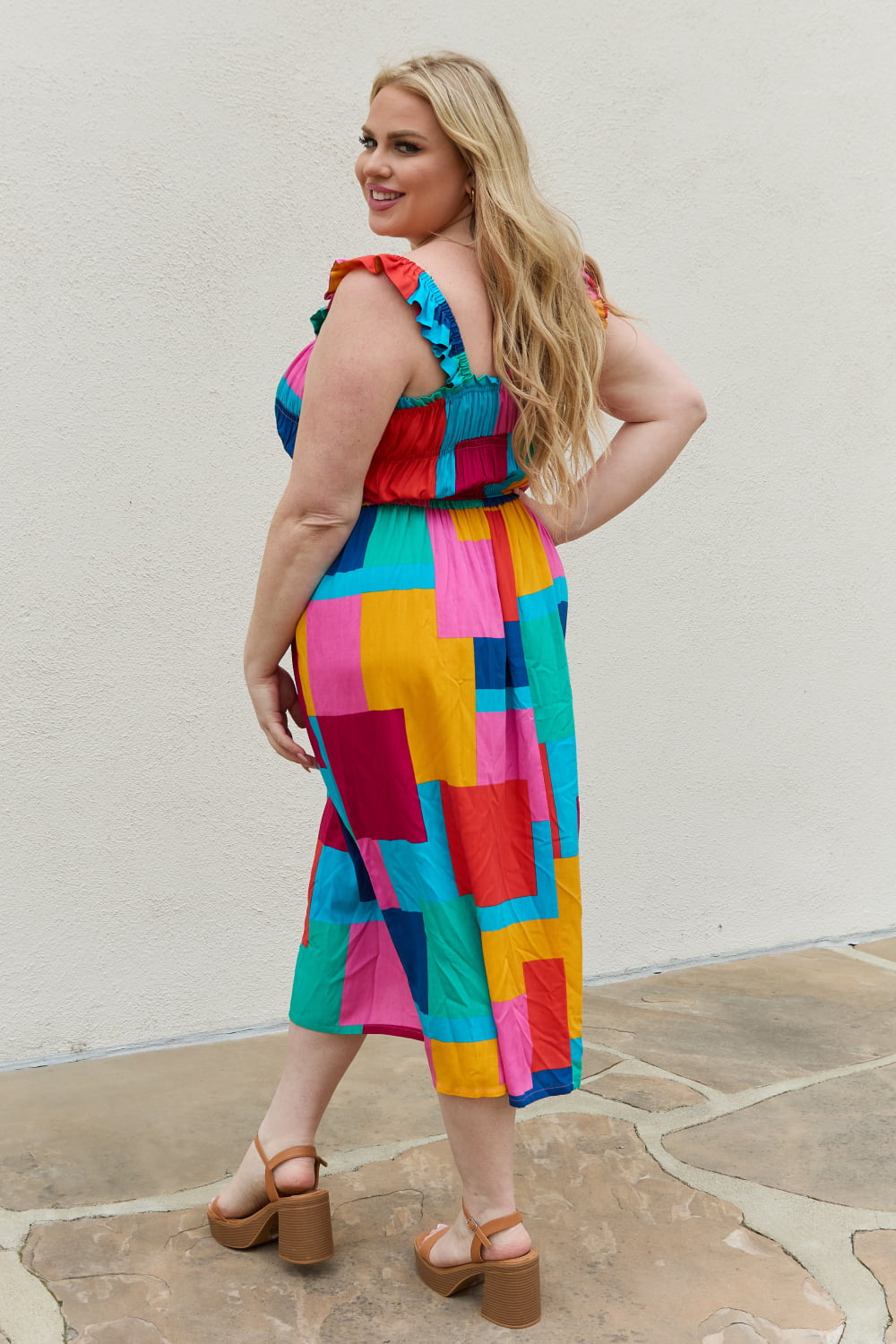 Summer Dress colorful print And The Why Multicolored Square Print casual sunny day