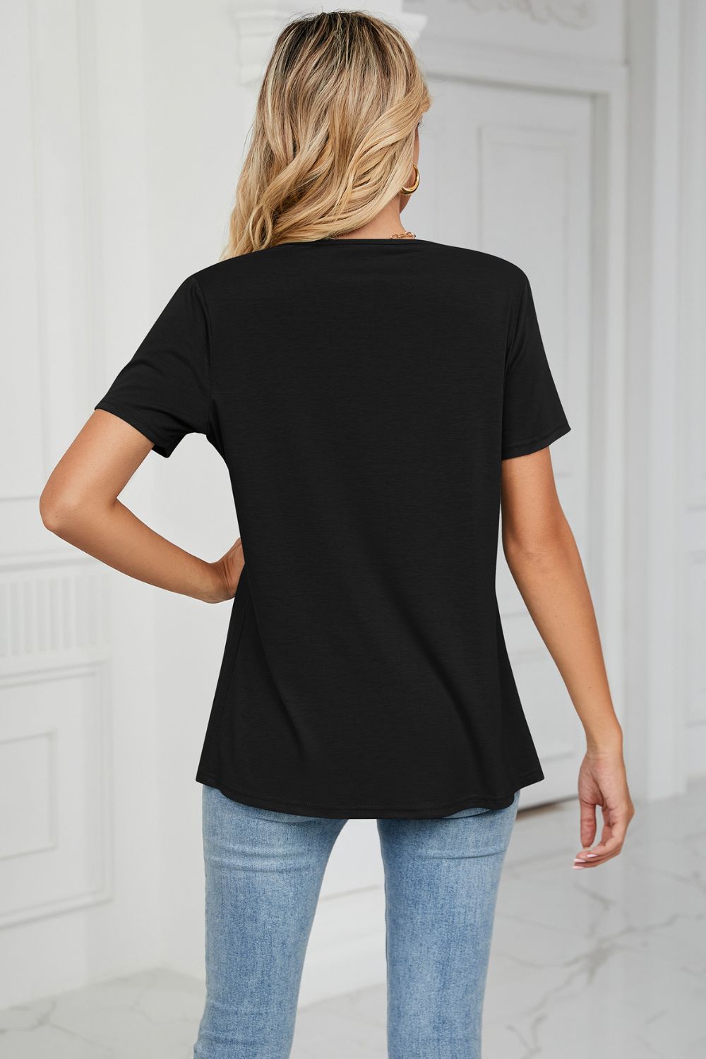 Cowl Neck Tulip Hem Tee Shirt