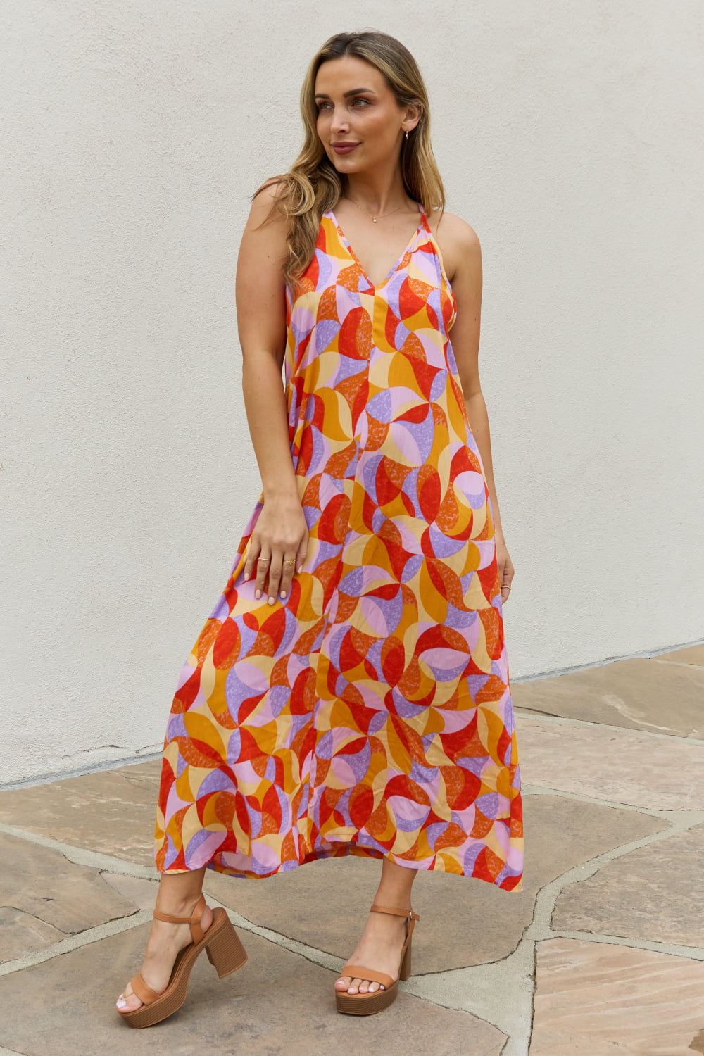 Maxi Dress Sleeveless casual summer vacation dresses And The Why Full Size Printed